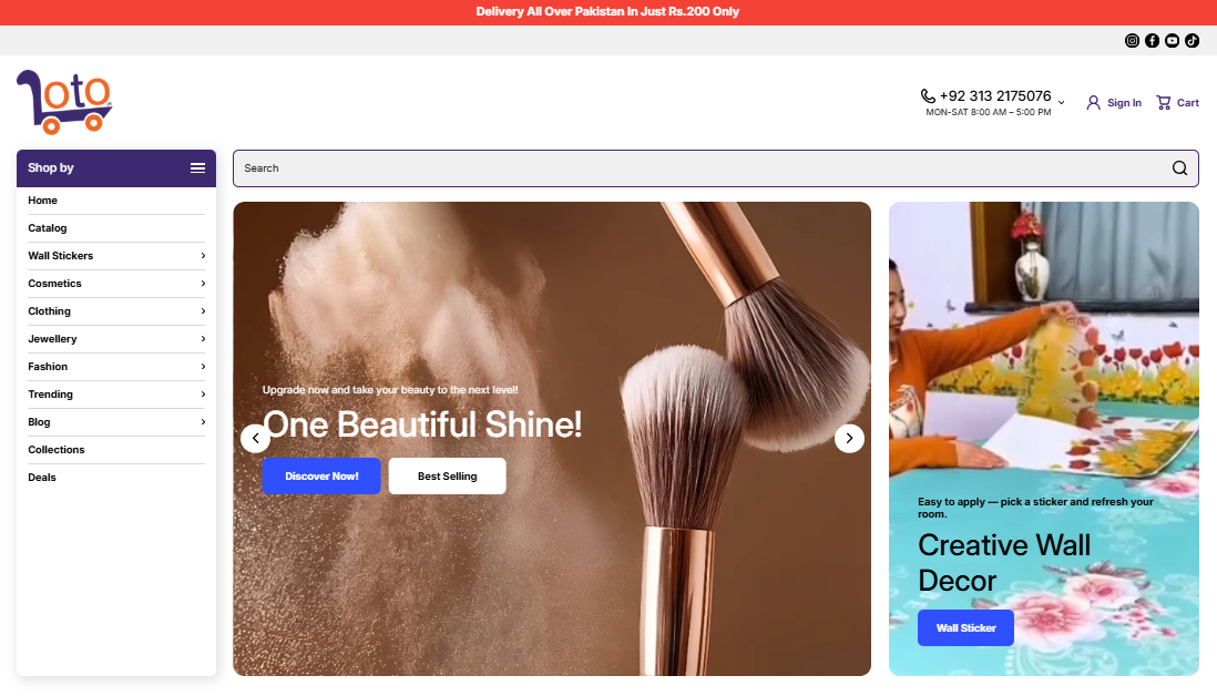 Loto.pk Shopify website homepage